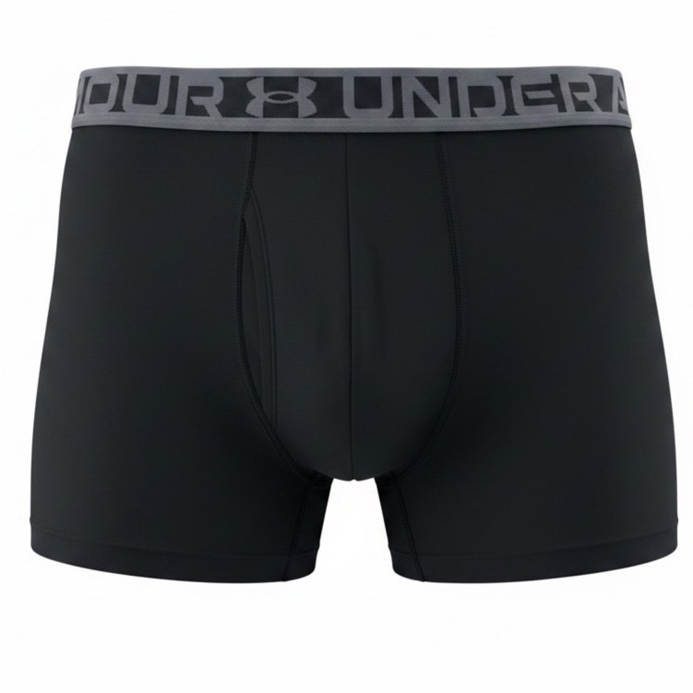 Under Armour Mens Boxerjock Black Gray Logo Waistband Boxer Briefs Large